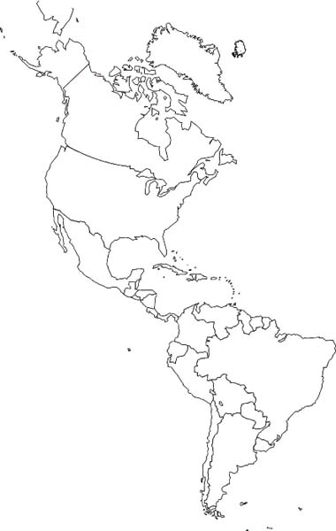Map of North & South America