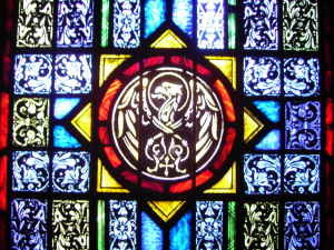 Stained Glass Window of Evangelist's Symbol for John - St. Ignatius Parish, San Francisco
